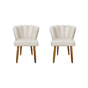 Kit 2 Cadeiras Flor Luxo Mesa De Jantar Moderna Balaqui Decor Bege