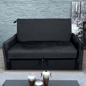 Sofá Cama Com Baú 2 Lugares Ethan Veludo Inca Preto