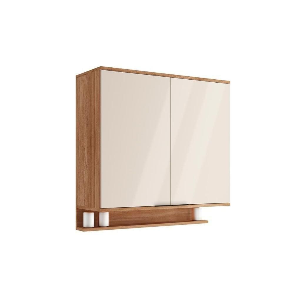 Armário Aéreo Cozinha Modulado Alpha 2502 Com 2 Portas 80cm Freijó Off White