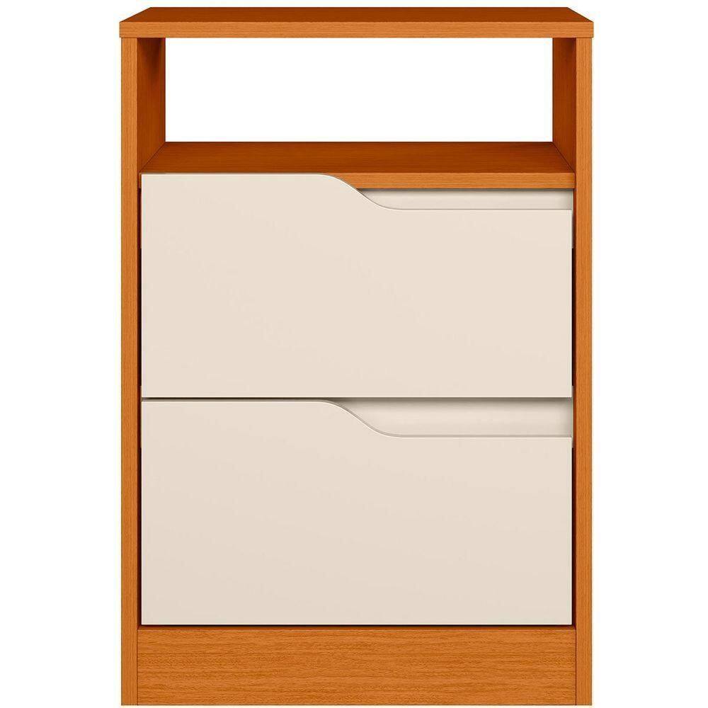 Mesa de Cabeceira 2 Gavetas Sara Cinamomo Off White