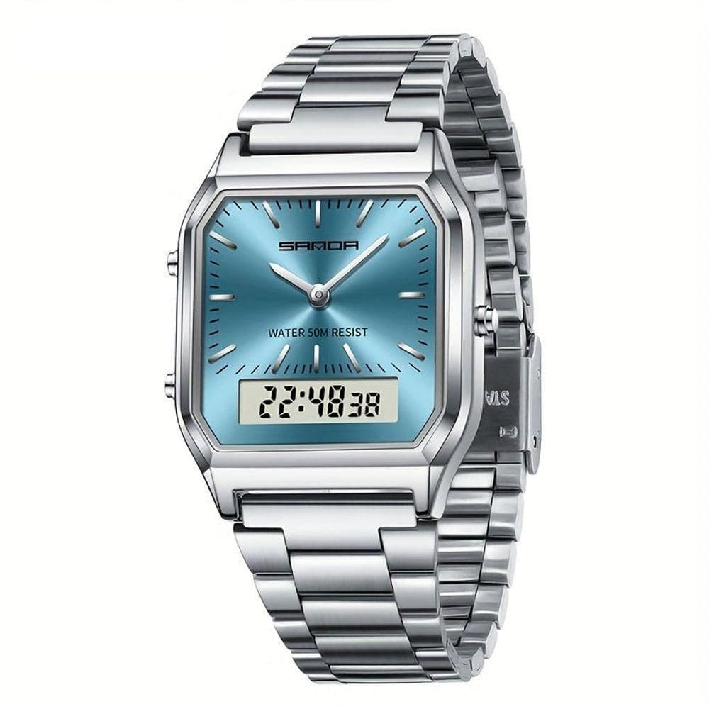 Relógio - Estilo Business Elegante À Prova Da Água Com Cronômetro Prata Azul