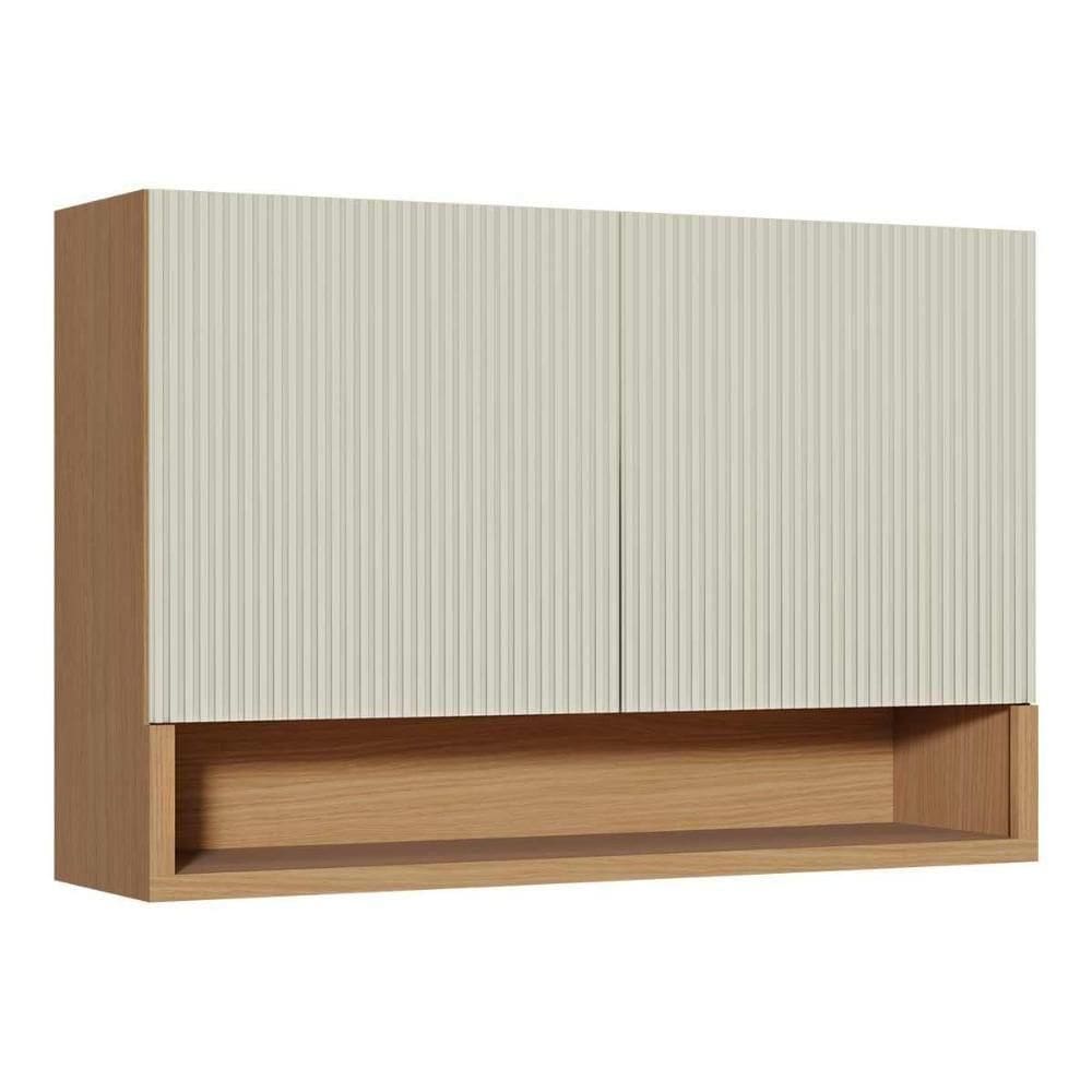 Armário Aéreo Cozinha Modulado Simone Mendes Com 2 Portas 120cm Carvalho Cinza