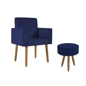 Poltrona Decorativa Cadeira Consultorio Com Puff - Balaqui Cor:azul Marinho Azul Marinho