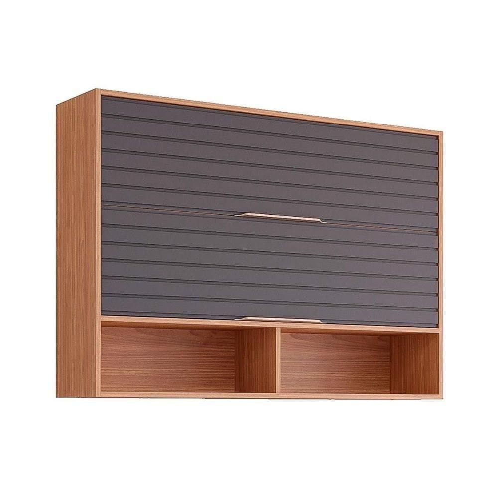 Armário Aéreo Cozinha Modulado Esplendida Com 2 Portas Basculantes 120cm Freijó Titanium