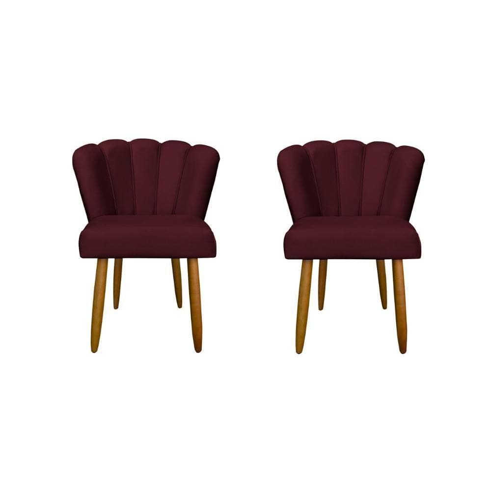 Kit 2 Cadeiras Flor Luxo Mesa De Jantar Moderna Balaqui Decor Bordo