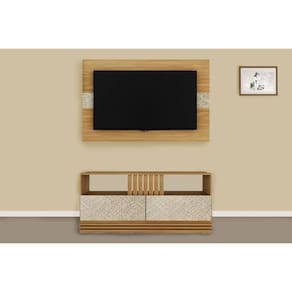 Estante P- Sala Até 50 Pol Pa2913-r1479 C- 2 Gavetas 136x88cm Natural-palha - Tecno Mobili