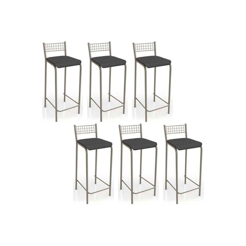 Banqueta De Cozinha Gênova B705 Kit 6 Un Niquel Preto 110