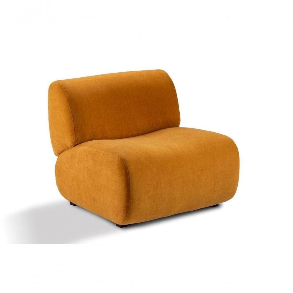 Poltrona Estofada Tecido Amarelo Orgânica Para Sala 0,84 Largura Fixa Aruana Amarelo
