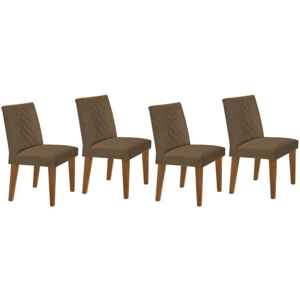 Cadeira De Cozinha Jade Kit 4 Un Capuccino Suede Capuccino Rufato