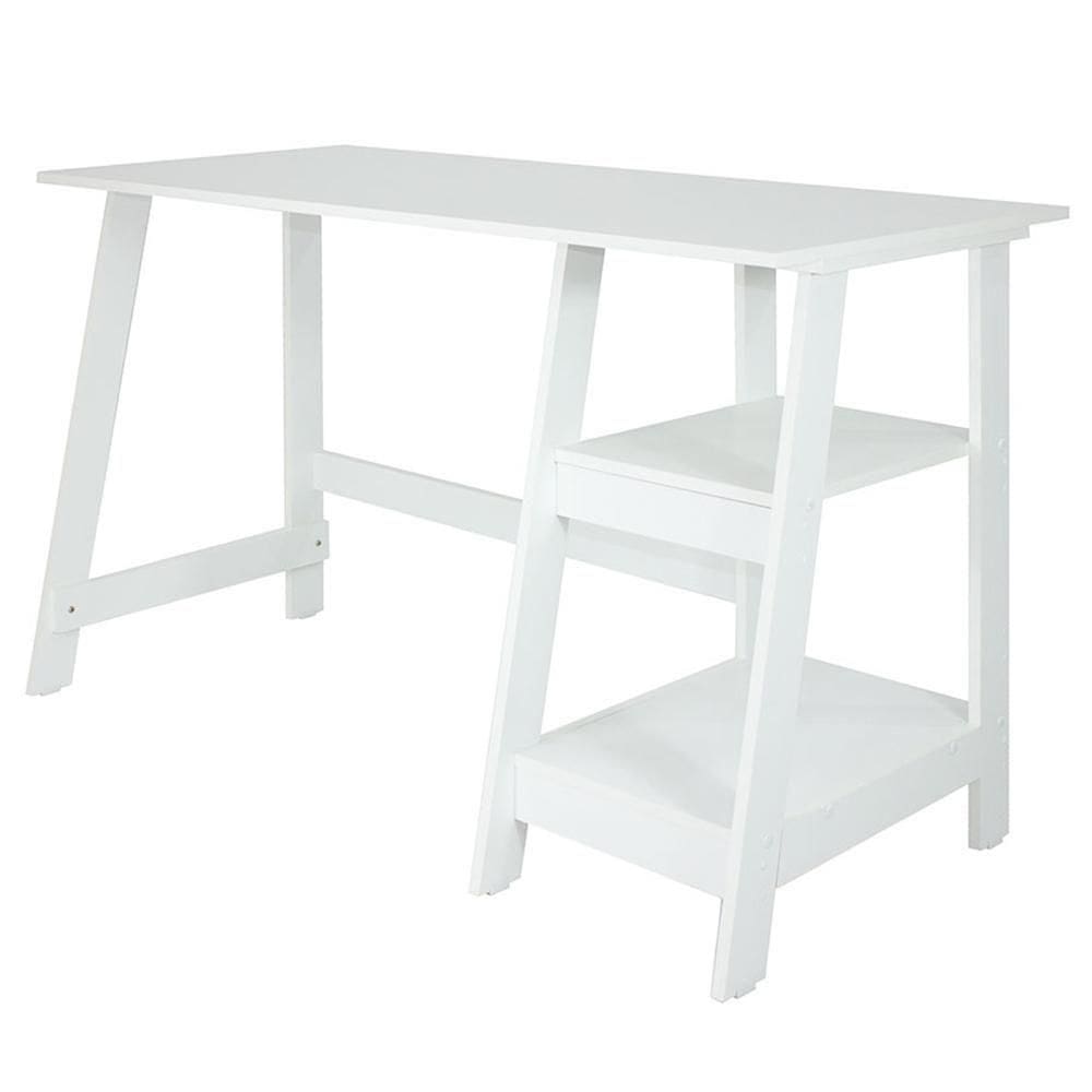 Mesa Escrivaninha Gamer 2 Pateleiras 120 Cm Mc190 Branco Dtall Branco