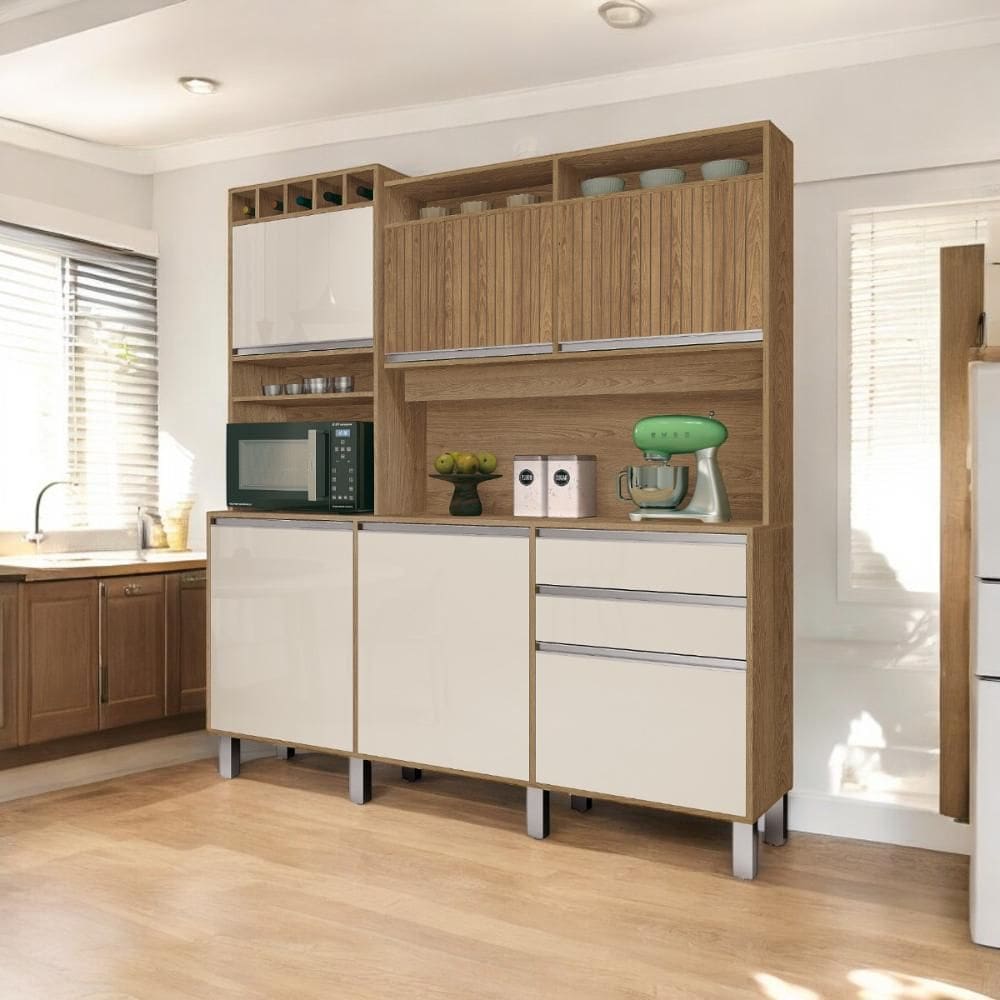 Cozinha Moderna 06 Portas Smart Freijó e Off White