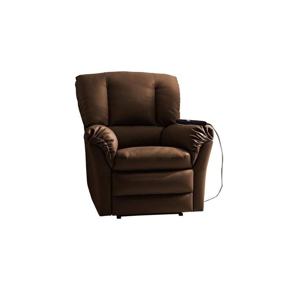 Poltrona Reclinável Motorizada P- Sala Da Vinci Malbec Zero Wall Giro E Balanço Suede Marrom Escuro - Probel