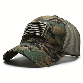 Boné com Padrão de Bandeira Americana - Verde - Único