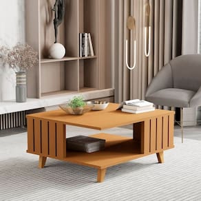Mesa de Centro Ripada Açaí 33x70x60 Cm Marrom