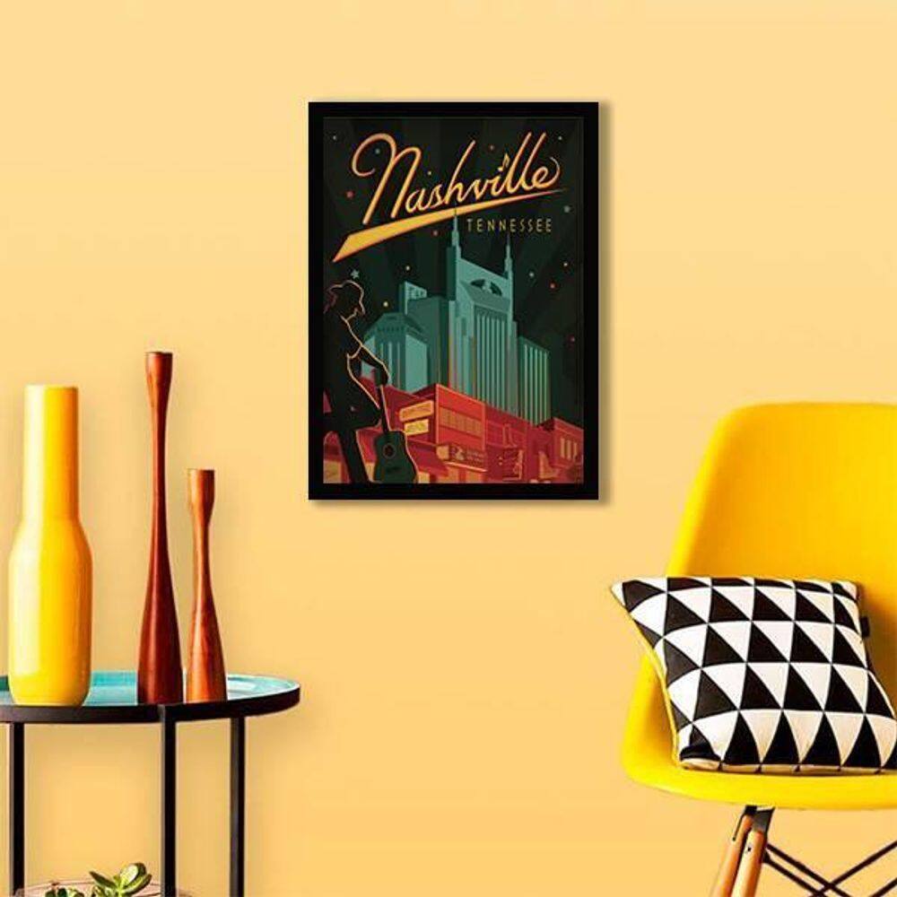 Quadro Cartaz Retrô Nashville 24X18Cm - Com Vidro