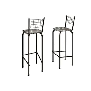 Kit com 2 Banquetas Tubular Iza 96x36x41 Cm Preto/Preto
