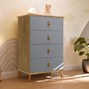 Comoda Infantil com 4 Gavetas Jujuba Cinza/Marrom