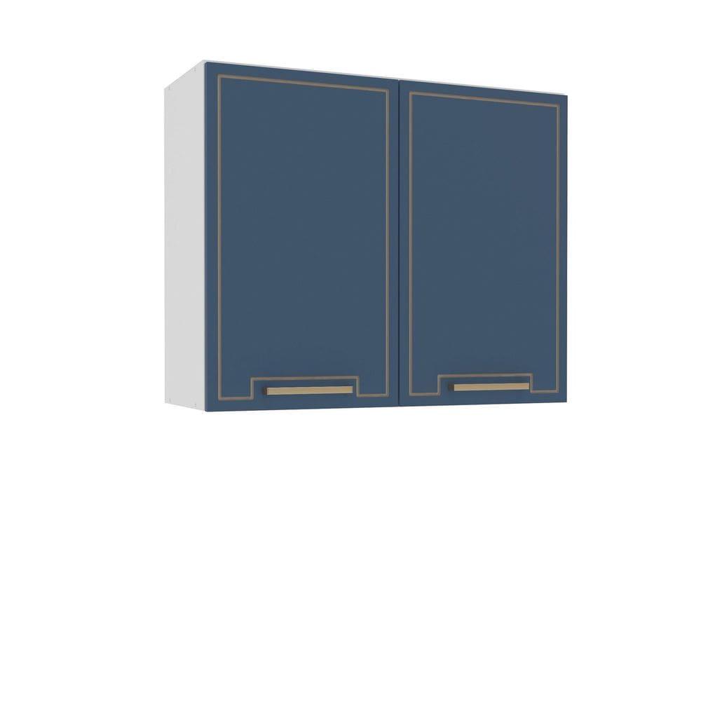 Armário Aéreo 2 Portas 80cm X 66cm X 30,5cm Branco/Azul