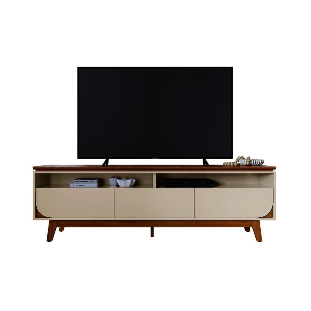 Rack para Tvs até 75 Pol Selene 62,5x200x36 Cm Cinamomo/Off White