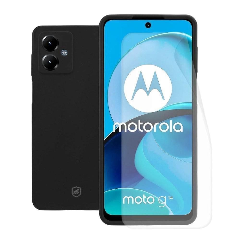 Kit Capa Silicon Veloz E Película Hydrogel Hd Para Motorola Moto G14 - Gshield