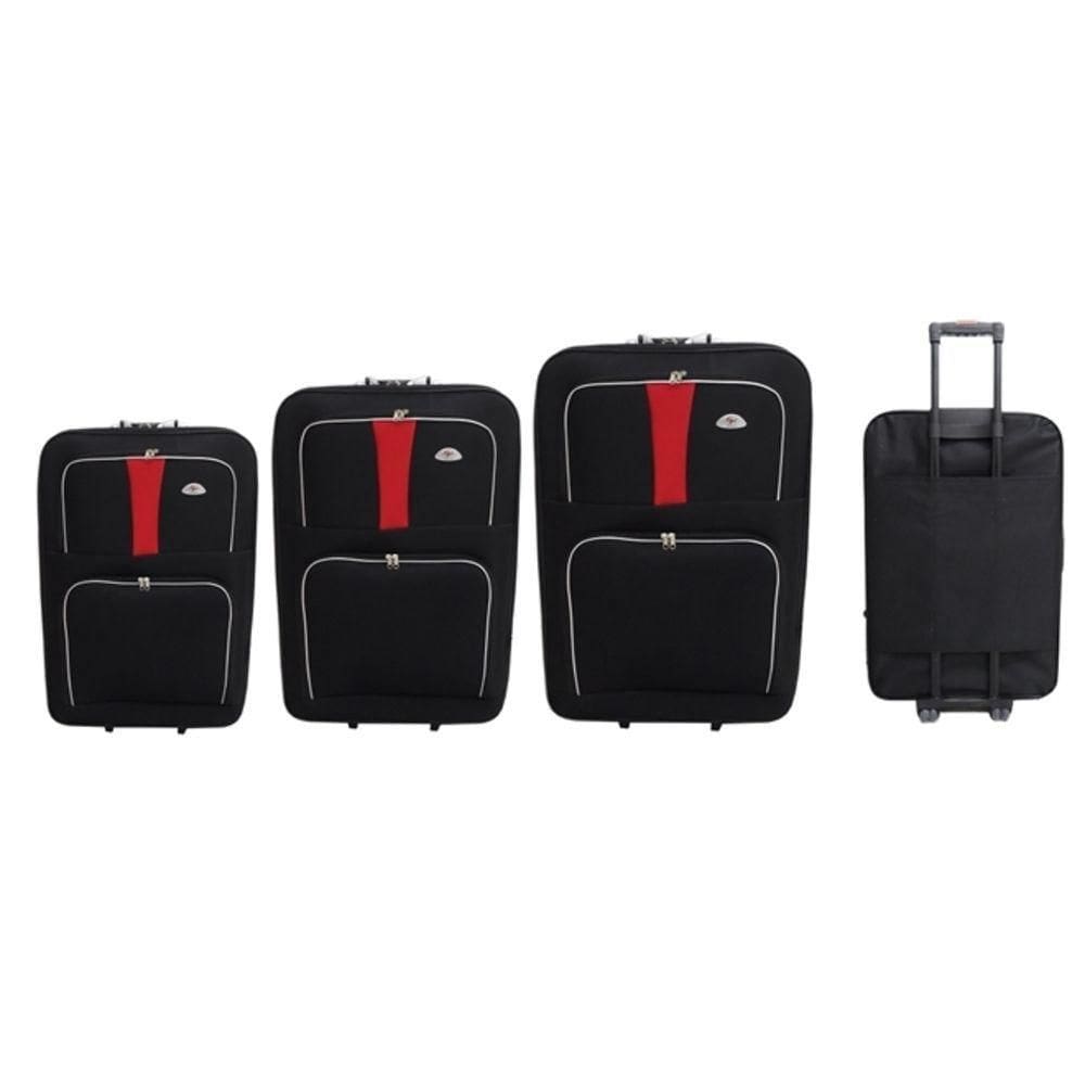 Conjunto de Malas de Viagem Expansível com 3 Peças Tamanho P M e G Rígida com Senha Preta