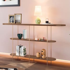 Aparador de Sala com Prateleiras Pé Metal Infinity Castanho - HB Móveis