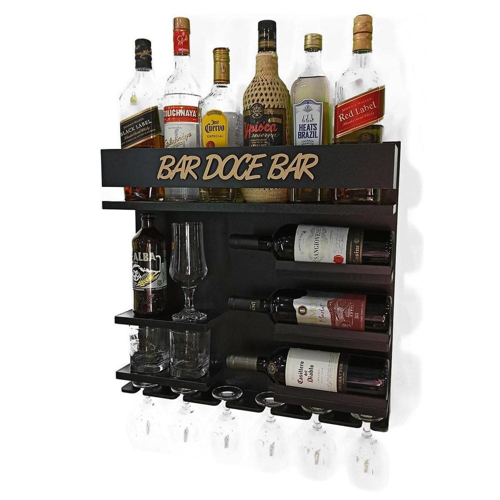 Barzinho Adega Parede - Bar Doce Bar - 54 X 51 Preto