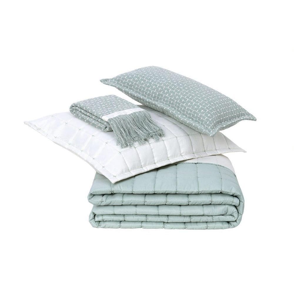 Kit Cobre Leito Diana King Verde Malva 2,60 X 2,80 M 5 Peças
