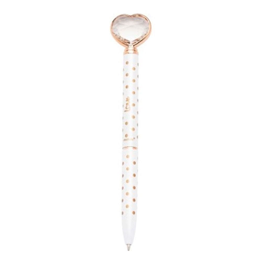 Caneta Esferográfica Coração de Diamante Poá Branco - Molin