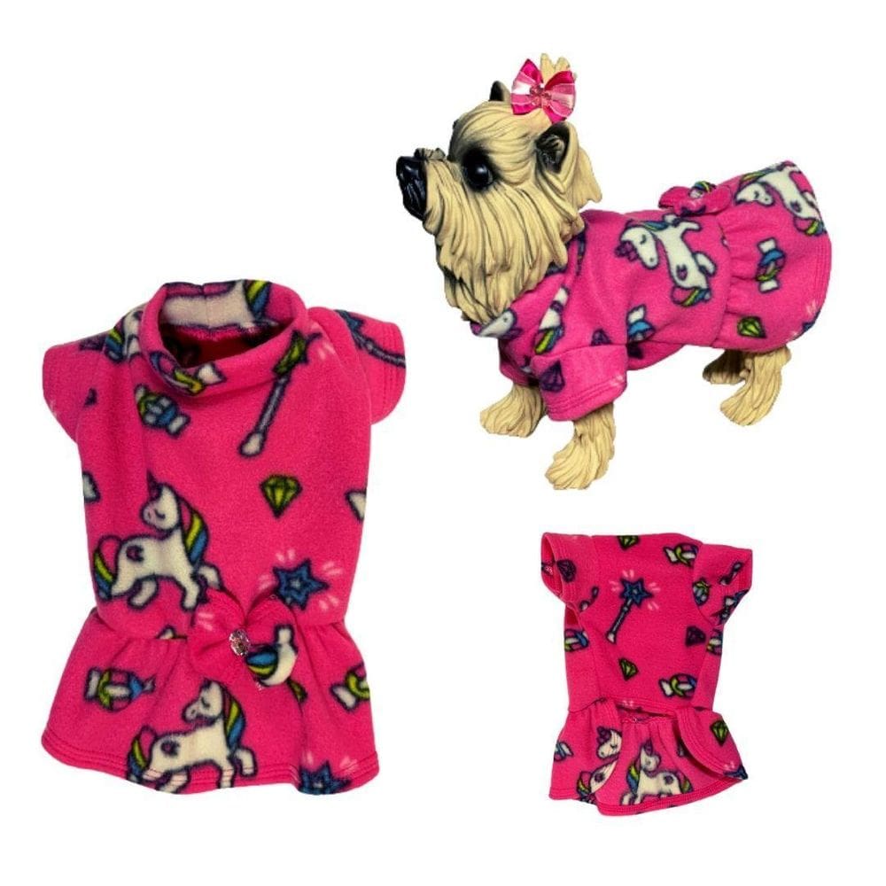 Roupa De Inverno Para Cães E Gatos - Vestido Rosa Pp