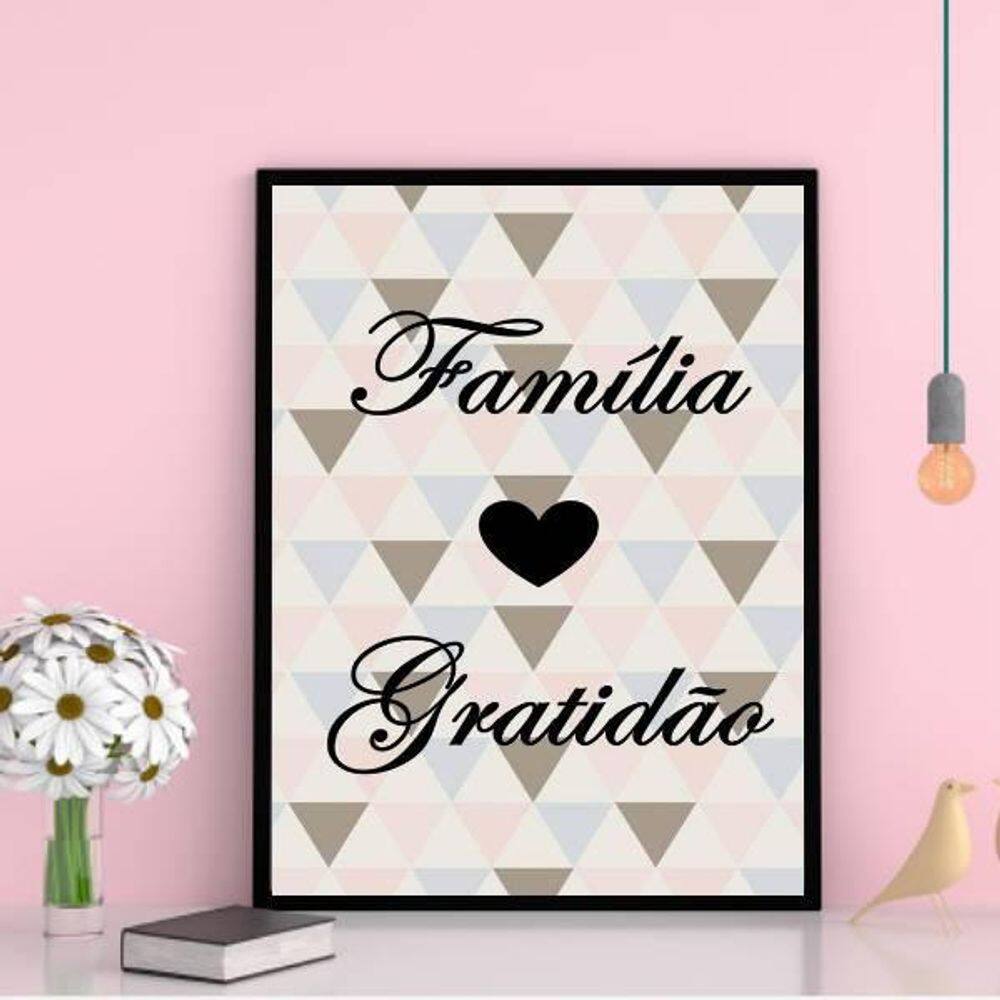 Quadro Geométrico Família Gratidão 33X24Cm
