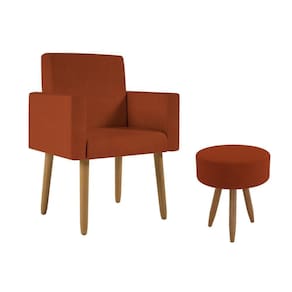 Poltrona Decorativa Cadeira Consultorio Com Puff - Balaqui Cor:terracota Terracota
