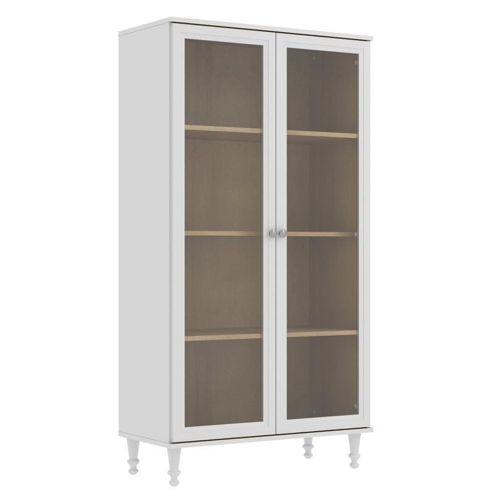 Cristaleira 2 Portas Vidro Pés Madeira 151x80 Cm E957 Branco Dtall Branco
