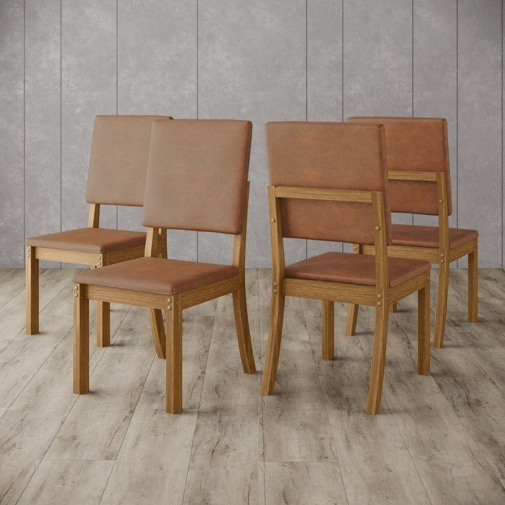 Kit 4 Cadeiras De Jantar Estofadas Milla Plus - Nature - Corano Caramelo