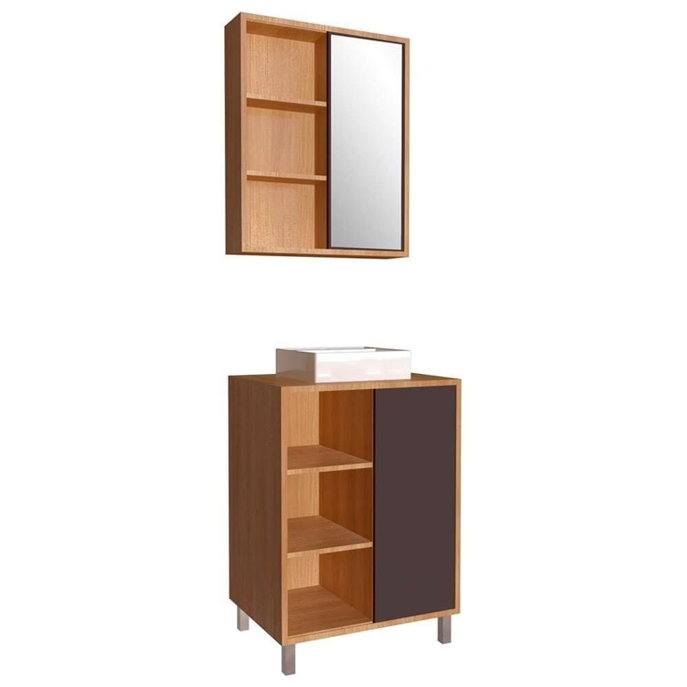 Gabinete 60 Cm Espelheira E Cuba Branca Cj7250 Mell Grafite Faem Mell Grafite