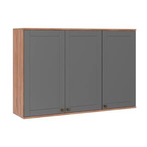 Armário De Cozinha Modulado Bella 2601 Com 3 Portas 120cm Nogal Cinza
