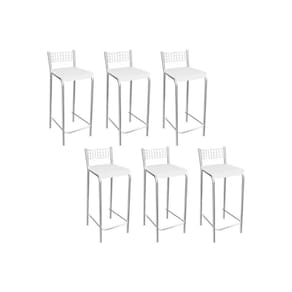 Banqueta De Cozinha Gênova B705 Kit 6 Un Cromada Branco 106