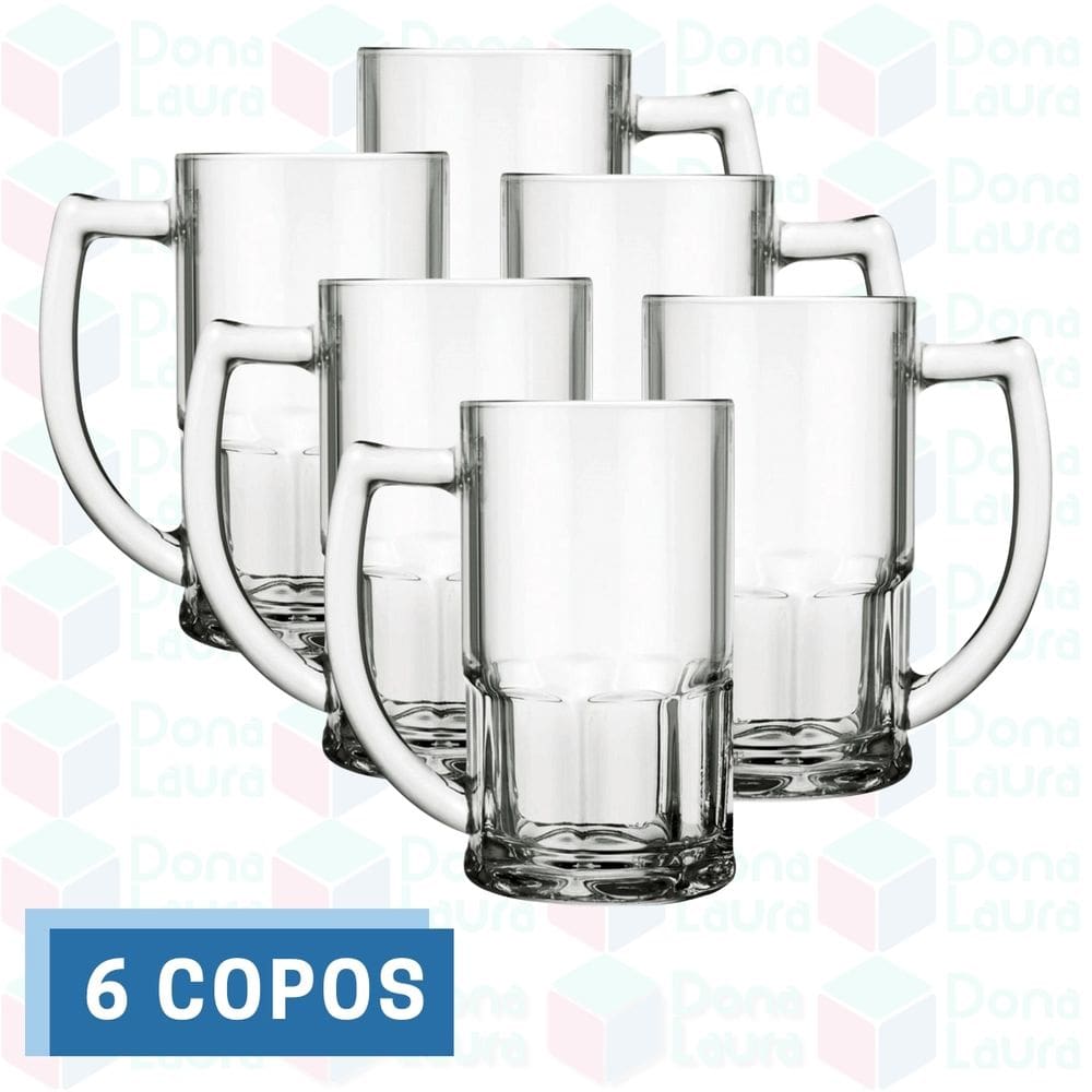 Jogo 6 Canecas Vidro Resistente 320ML Vitamina Smoothies