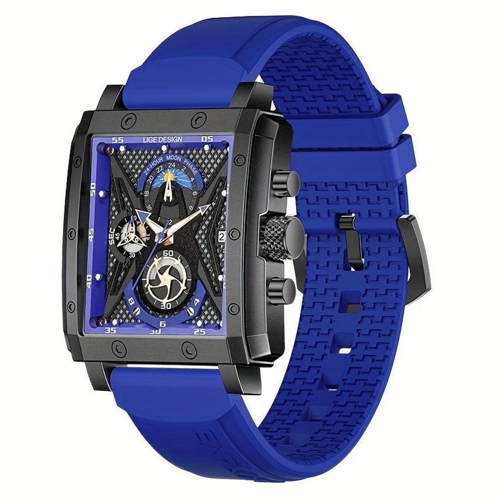 Relógio De Pulso Esportivo De Silicone à Prova D`águaquadrado Azul