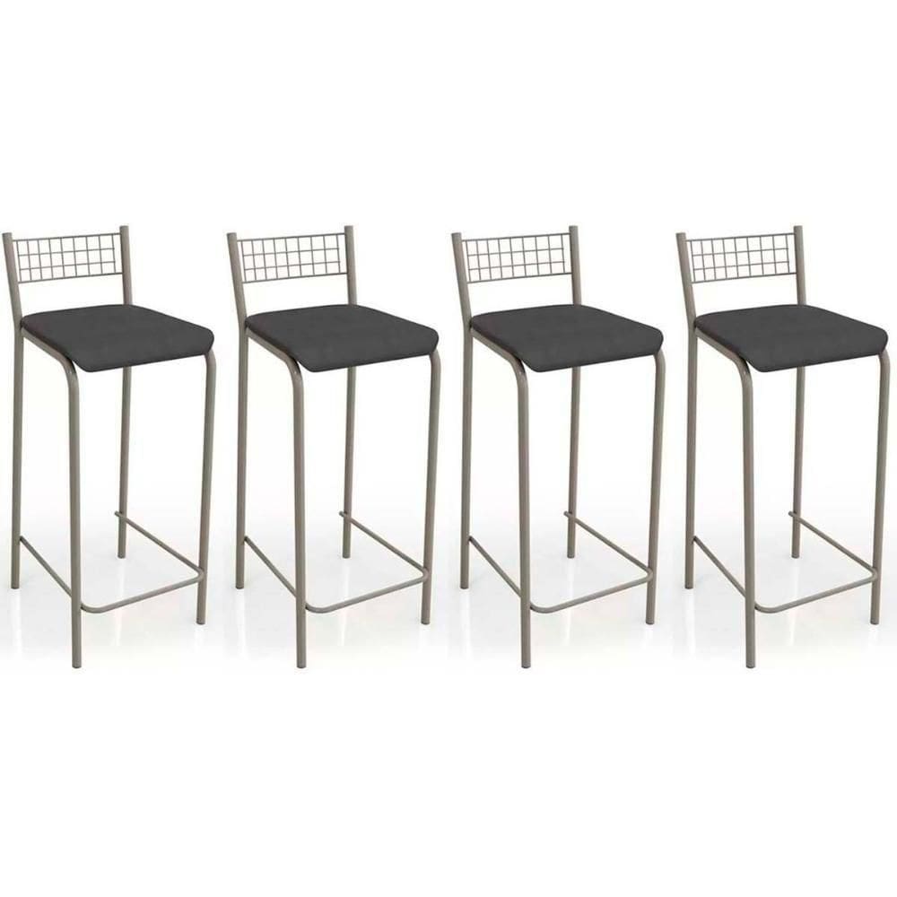 Banqueta De Cozinha Gênova B705 Kit 4 Un Niquel Preto 110