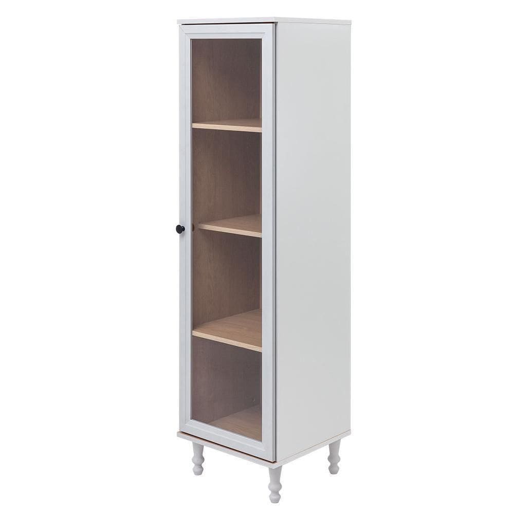 Cristaleira 1 Porta Vidro Pés Madeira 151x40 Cm E963 Cinza Dtall Cinza