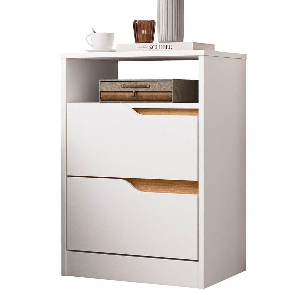 Mesa de Cabeceira 2 Gavetas Sara Branco Freijó