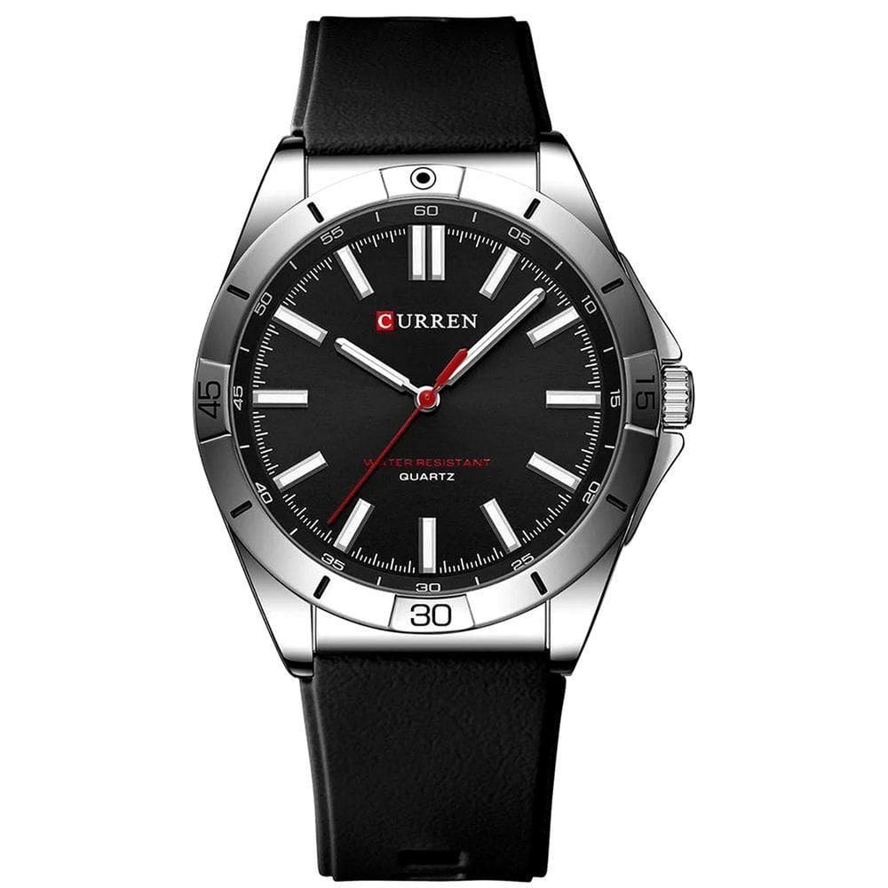 Relógio De Pulso Masculino De Quartzo Luminoso Pulseira De Silicone Impermeável 3atm Preto