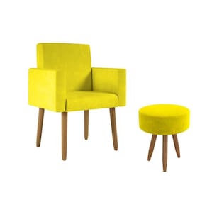 Poltrona Decorativa Cadeira Consultorio Com Puff - Balaqui Cor:amarelo Amarelo