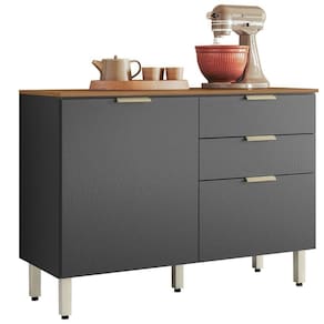 Balcão Para Cozinha 120cm 2 Portas 2 Gavetas Olga Amêndola Grafito