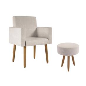 Poltrona Decorativa Cadeira Consultorio Com Puff - Balaqui Cor:bege Bege