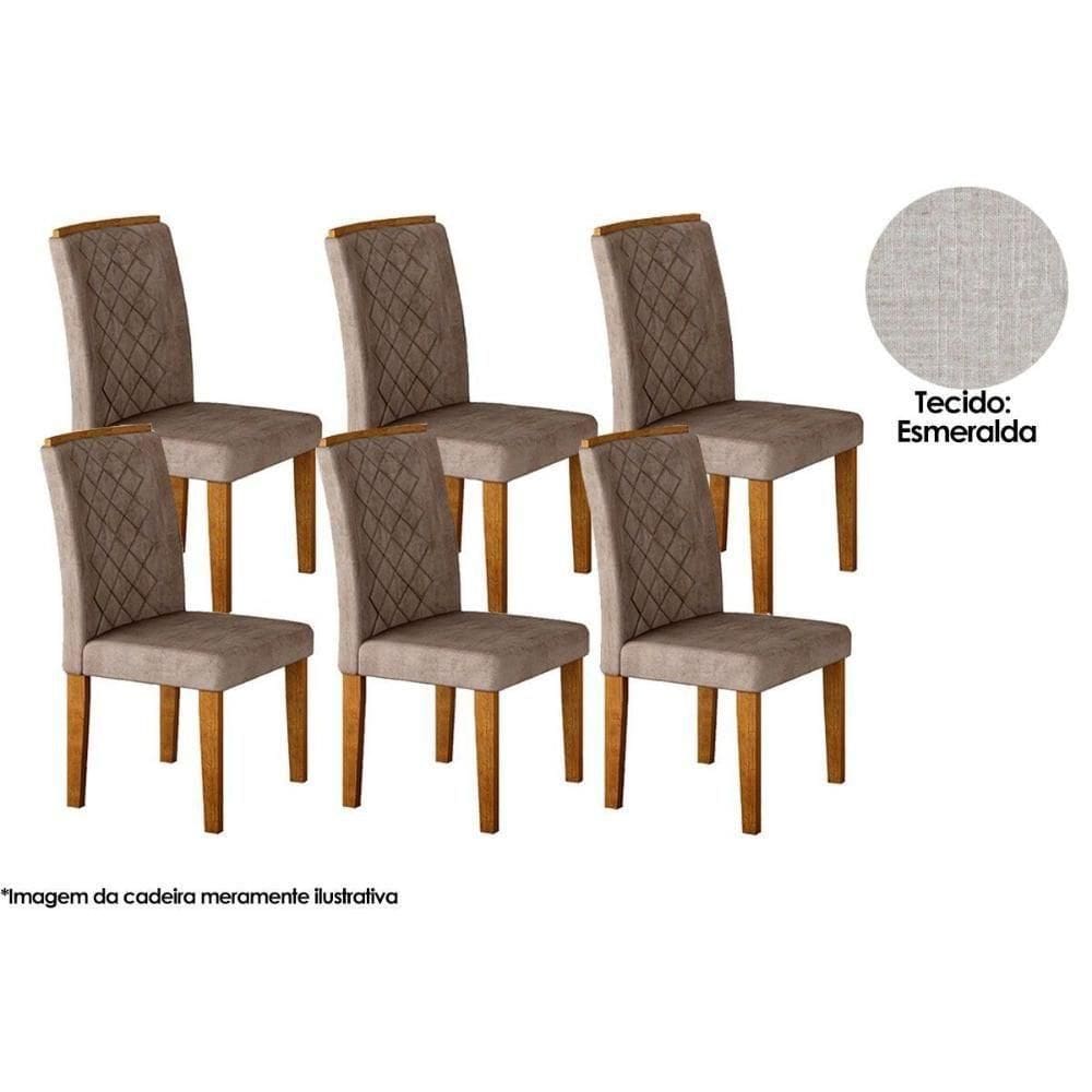 Kit 6 Cadeiras De Cozinha Jade 6 Un Capuccino Suede Creme Rufato