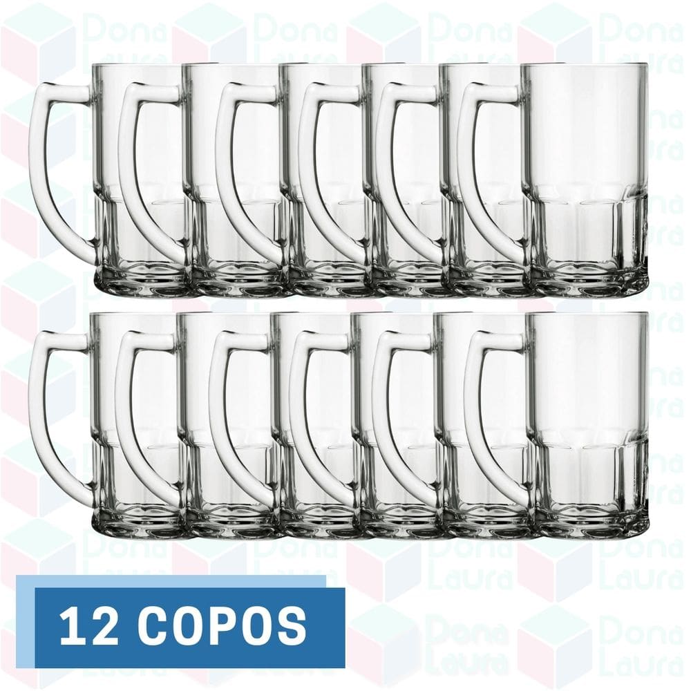 Jogo 12 Canecas Vidro Resistente 320ML Vitamina Smoothies