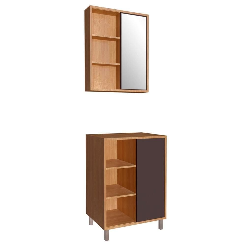 Gabinete 1 Porta Correr 60 Cm Espelheira Cj7250 Mell Grafite Faem Mell Grafite