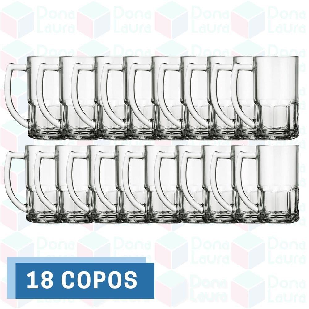 Jogo 18 Canecas Vidro Resistente 320ML Vitamina Smoothies
